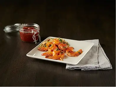 Marinated shrimp, salmon and scallops