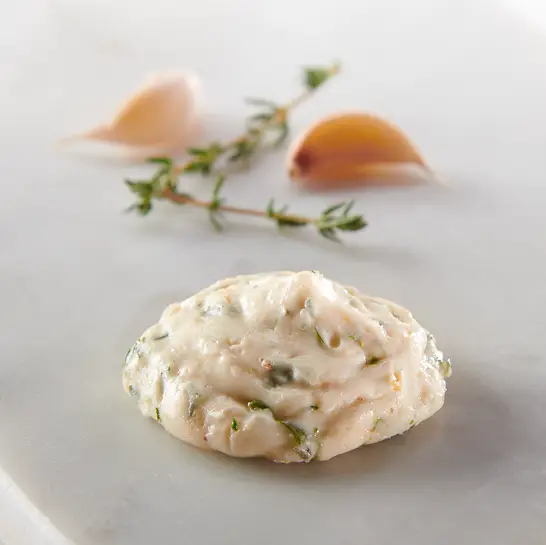 Garlic compound butter dollop ready for service