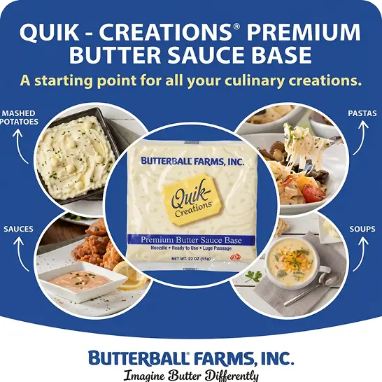 Quik-Creations butter sauce base beside a prepared dish
