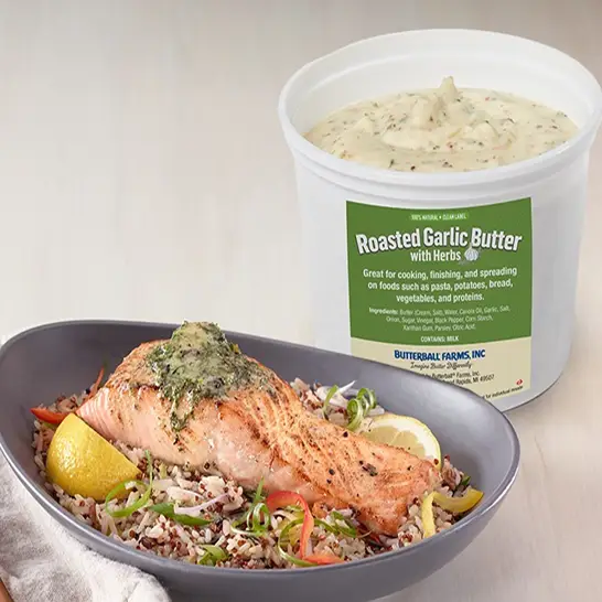 Bulk butter tub with fresh herbs