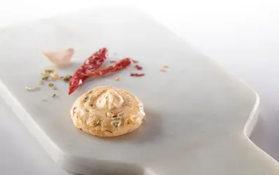 Group of compound flavored butter dollops
