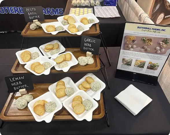 A table of dishes elevated with Butterball Farms flavored butter dollops