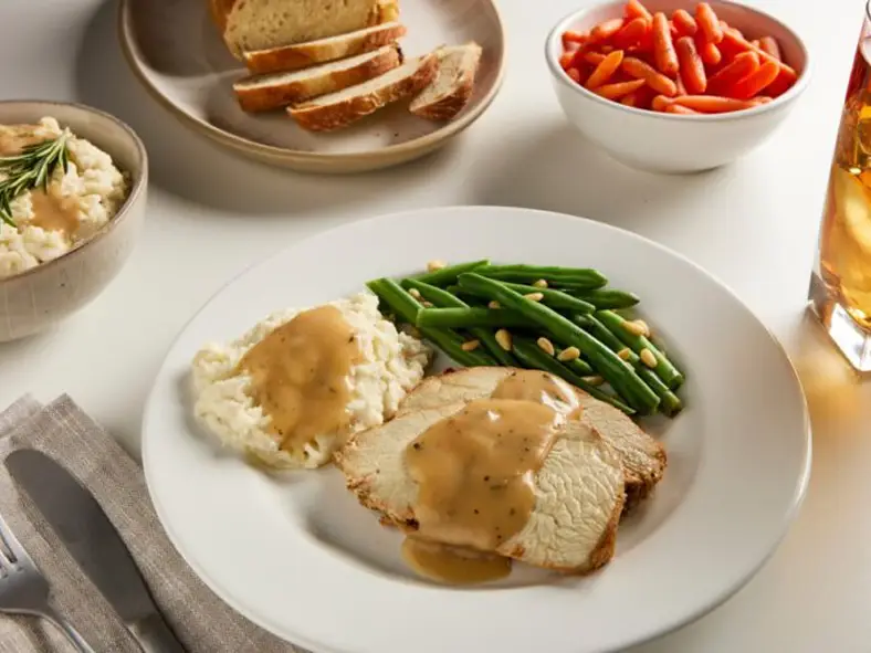 Southern-style sausage gravy over biscuits with fried eggs