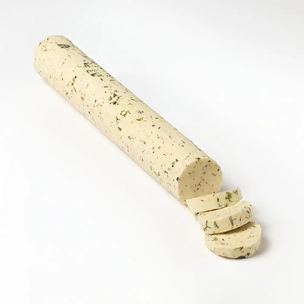 Lemon dill compound butter chef roll with three slices cut from the end