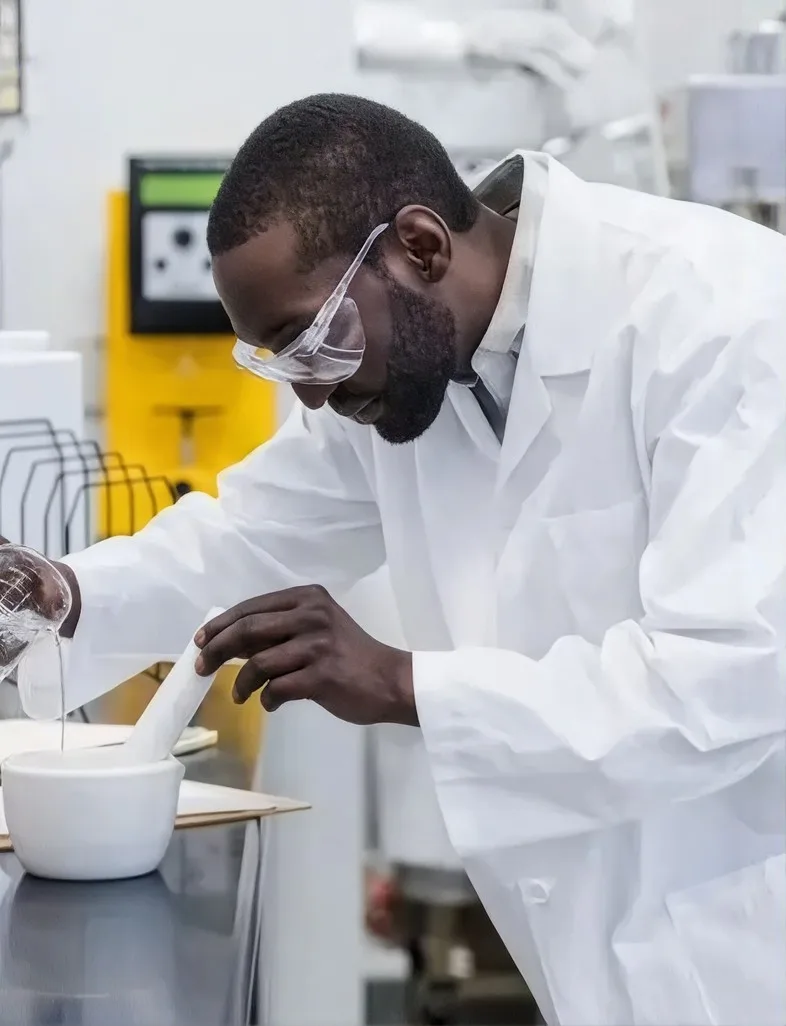Food scientist measuring an ingredient in the Butterball Farms lab