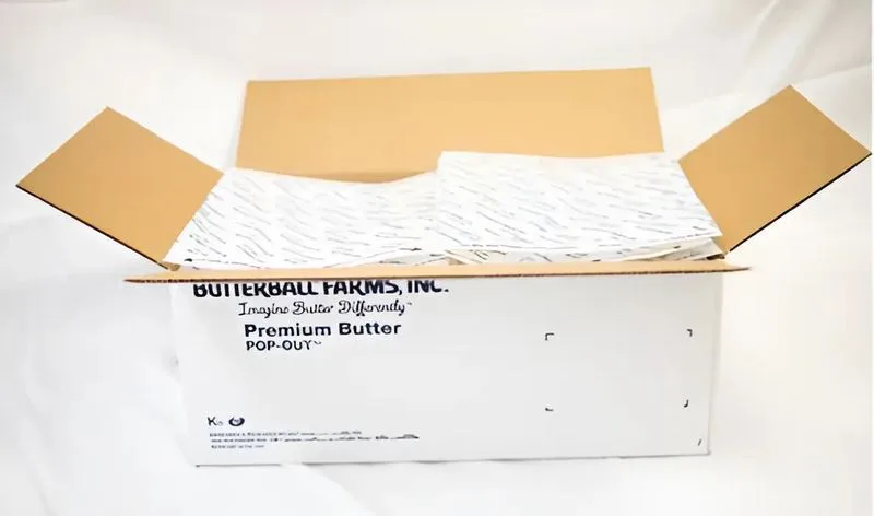 Open Butterball Farms Pop-Out case with tray sheets inside